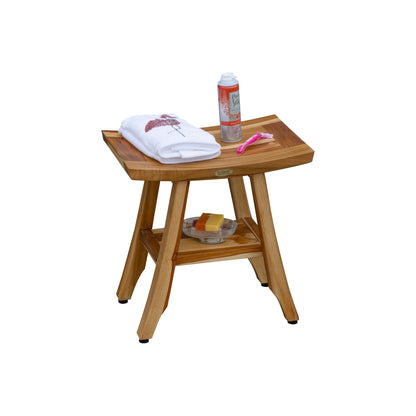EcoDecors, Banc, Tabouret de douche, Siège de douche, Chaise de douche pour douche intérieure, Petit banc, Banc de douche en teck, Repose-pieds de douche