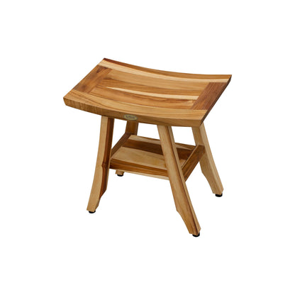 EcoDecors, Banc, Tabouret de douche, Siège de douche, Chaise de douche pour douche intérieure, Petit banc, Banc de douche en teck, Repose-pieds de douche