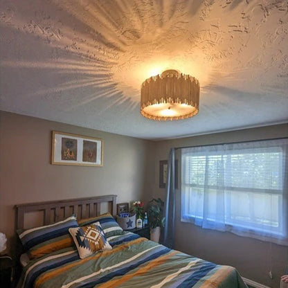 Plafonnier semi-encastré à 3 lumières en bois blanc vieilli