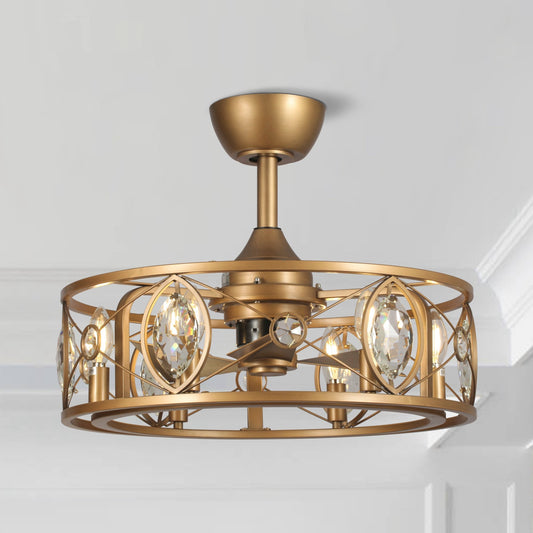 Lustre moderne en cristal avec ventilateur de plafond et télécommande