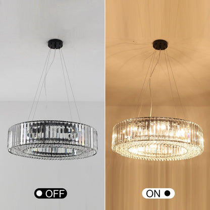 Lustre de ferme de 63 cm à 8 lumières, lustre en cristal, lustre tambour pour salle à manger, salon, chambre à coucher, cuisine