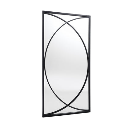 Ensemble de 3 miroirs muraux rectangulaires en métal noir - 31,9 H x 15,75 L x 0,75 P
