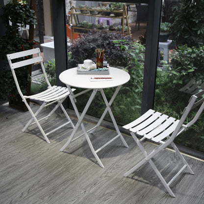 Ensemble bistro minimaliste de patio 3 pièces avec table ronde pliable et chaises - Ensemble bistro de patio 3 pièces
