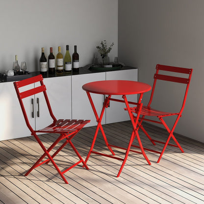 Ensemble bistro de patio 3 pièces avec table ronde pliable et chaises