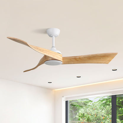 Ventilateur de plafond moderne en bois massif/ABS de 52 pouces avec télécommande (sans lumière), 6 vitesses de vent, flux d'air réversible