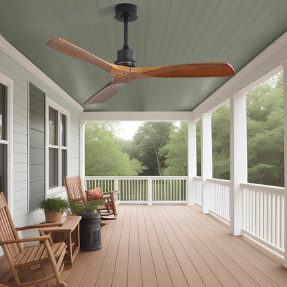 Ventilateur de plafond moderne en bois massif/ABS de 52 pouces avec télécommande (sans lumière), 6 vitesses de vent, flux d'air réversible