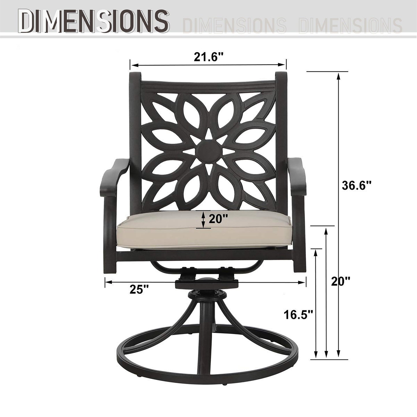 Ensemble de salle à manger/salle à manger de patio en aluminium moulé MAISON ARTS avec table à manger ronde et 6 chaises de patio en aluminium moulé