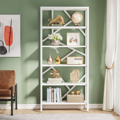 Bibliothèque industrielle 71, étagère à 6 niveaux en bois brun rustique, étagères à livres ouvertes