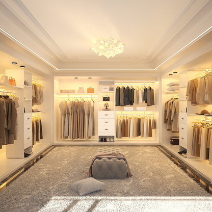 Rackcog Organiseur de placard réglable de 120 pouces avec tiroirs, système de placard avec étagères de bricolage pour placards et dressings