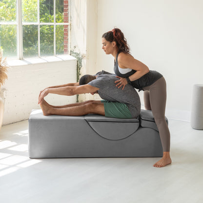 Chaise longue convertible Avana Kami / Yoga et massage - Ottomane 2 en 1 avec fauteuil de yoga pliable dissimulé, microvelours - N/A