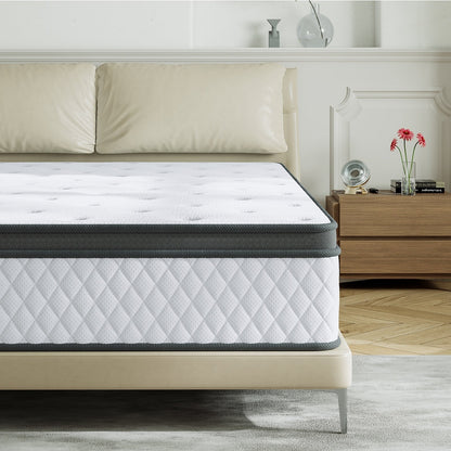Matelas hybride ferme en mousse à mémoire de forme SweDrea de 12 po avec CertiPUR-US et Oeko-TEX, doté de ressorts renforcés.