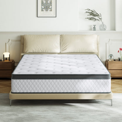 Matelas hybride ferme en mousse à mémoire de forme SweDrea de 12 po avec CertiPUR-US et Oeko-TEX, doté de ressorts renforcés.
