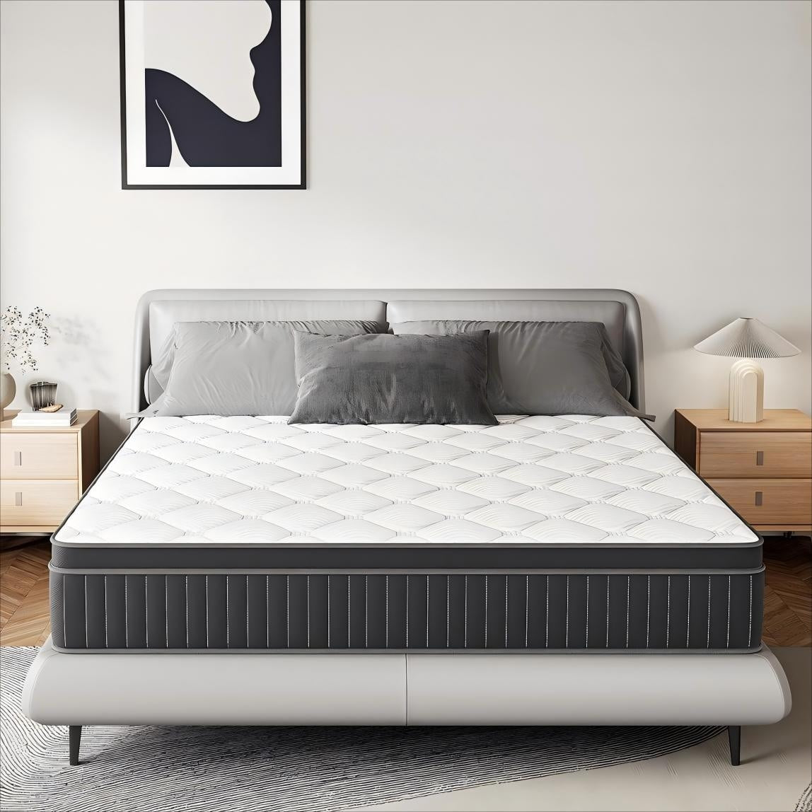 Matelas à ressorts SweDrea 12 po mi-ferme pour soulager les maux de dos et rafraîchir, certifié CertiPUR-US, SGS et OEKO-TEX.
