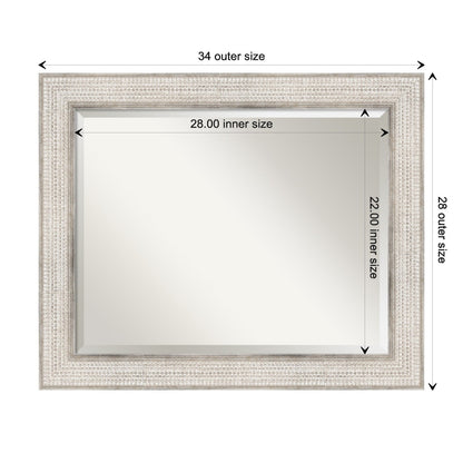 Miroir mural de salle de bain en bois biseauté - Cadre argenté Treillis - Argent Treillis