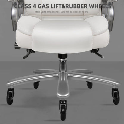 Chaise de bureau exécutive Bossin Big and Tall, chaise ergonomique à support lombaire réglable de 500 lb avec dossier haut en cuir PU pour ordinateur