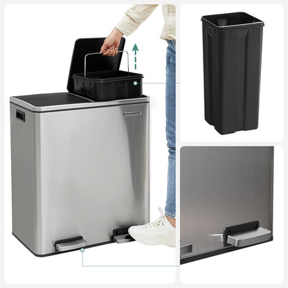 Poubelle double, 2 poubelles de 8 gallons