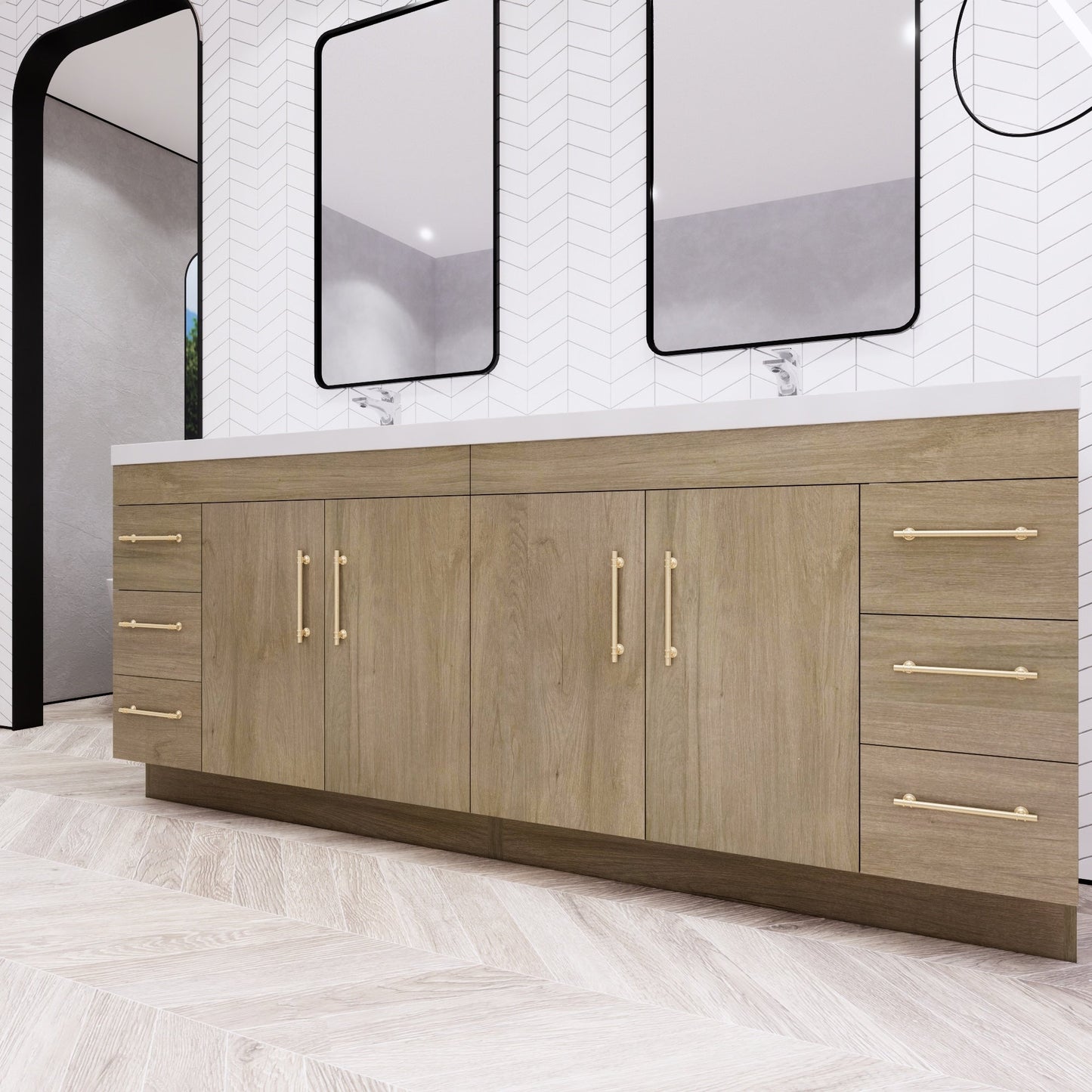 Meuble-lavabo autoportant Eliza de 72 po avec double vasque