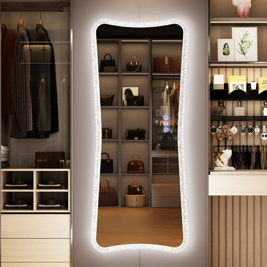 Miroir pleine longueur avec lumières RVB - Blanc