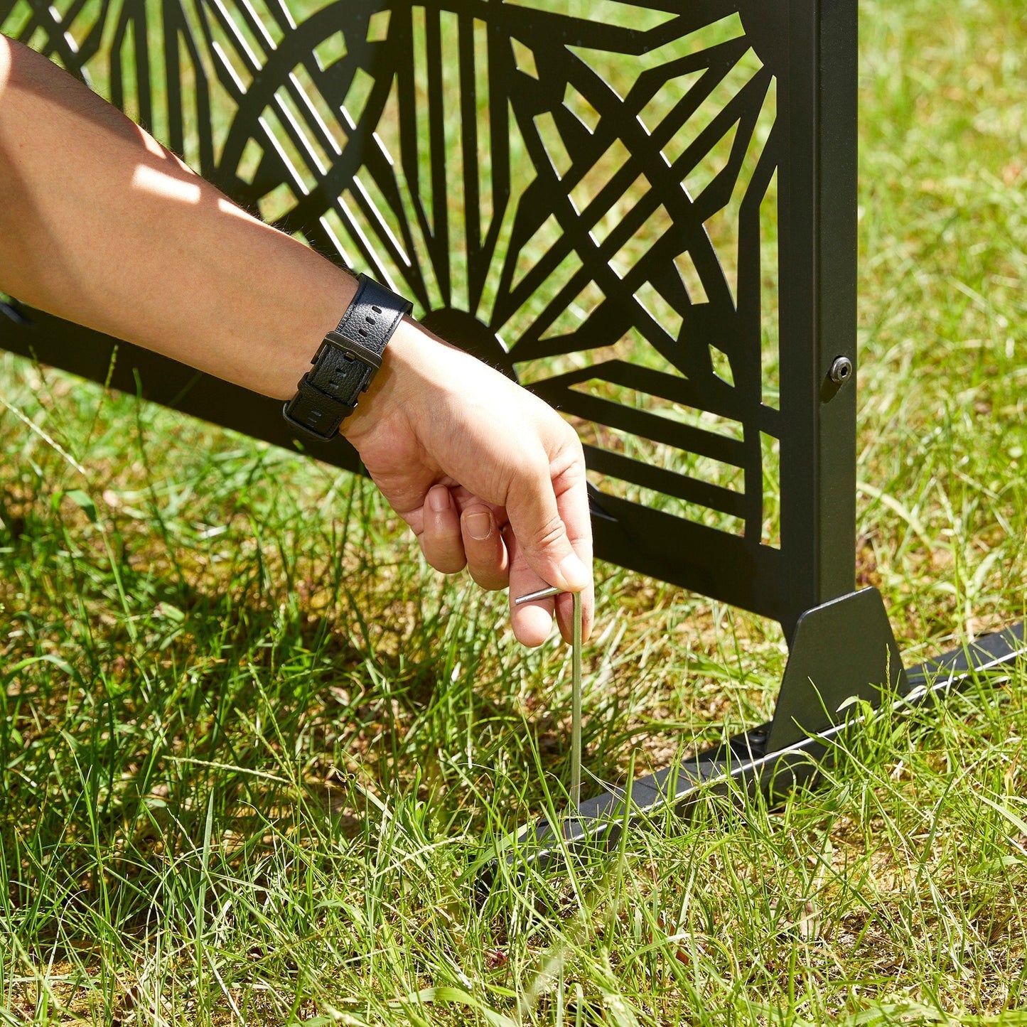 Paravent de confidentialité à 3 panneaux galvanisé à motifs floraux de 6 pieds de Glitzhome