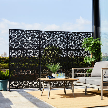 Paravent de confidentialité à 3 panneaux galvanisé à motifs floraux de 6 pieds de Glitzhome