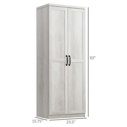 HOMCOM 63 Garde-manger de cuisine 2 portes, meuble de rangement indépendant avec étagères à 5 niveaux et 2 étagères réglables pour salle à manger