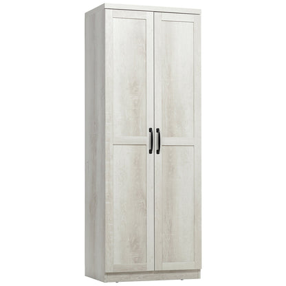 HOMCOM 63 Garde-manger de cuisine 2 portes, meuble de rangement indépendant avec étagères à 5 niveaux et 2 étagères réglables pour salle à manger