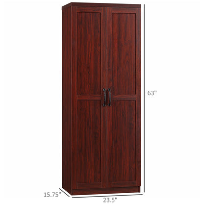 HOMCOM 63 Garde-manger de cuisine 2 portes, meuble de rangement indépendant avec étagères à 5 niveaux et 2 étagères réglables pour salle à manger