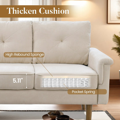 Canapé 3 places rembourré HOOOWOOO style milieu de siècle avec pieds en bois pour salon