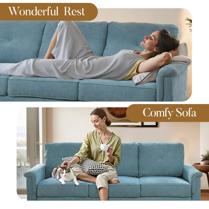 Canapé 3 places rembourré HOOOWOOO style milieu de siècle avec pieds en bois pour salon