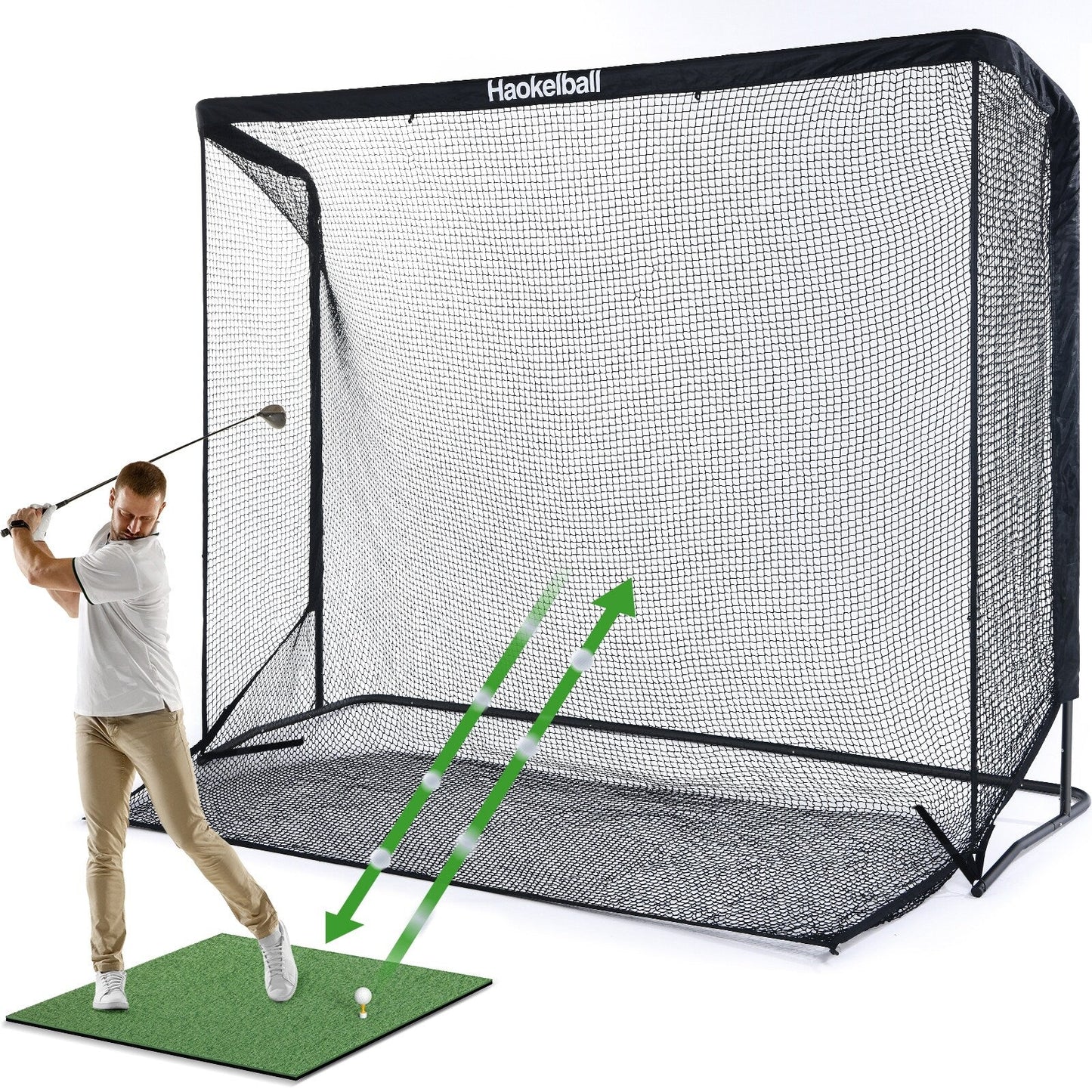 Filet de golf Haokelball 10x7,5 pieds Filet d'entraînement de golf avec tissu cible Filet de frappe de golf robuste
