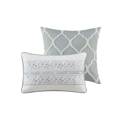 Ensemble de couette en coton gris à motif damassé Harbor House Hallie, 6 pièces