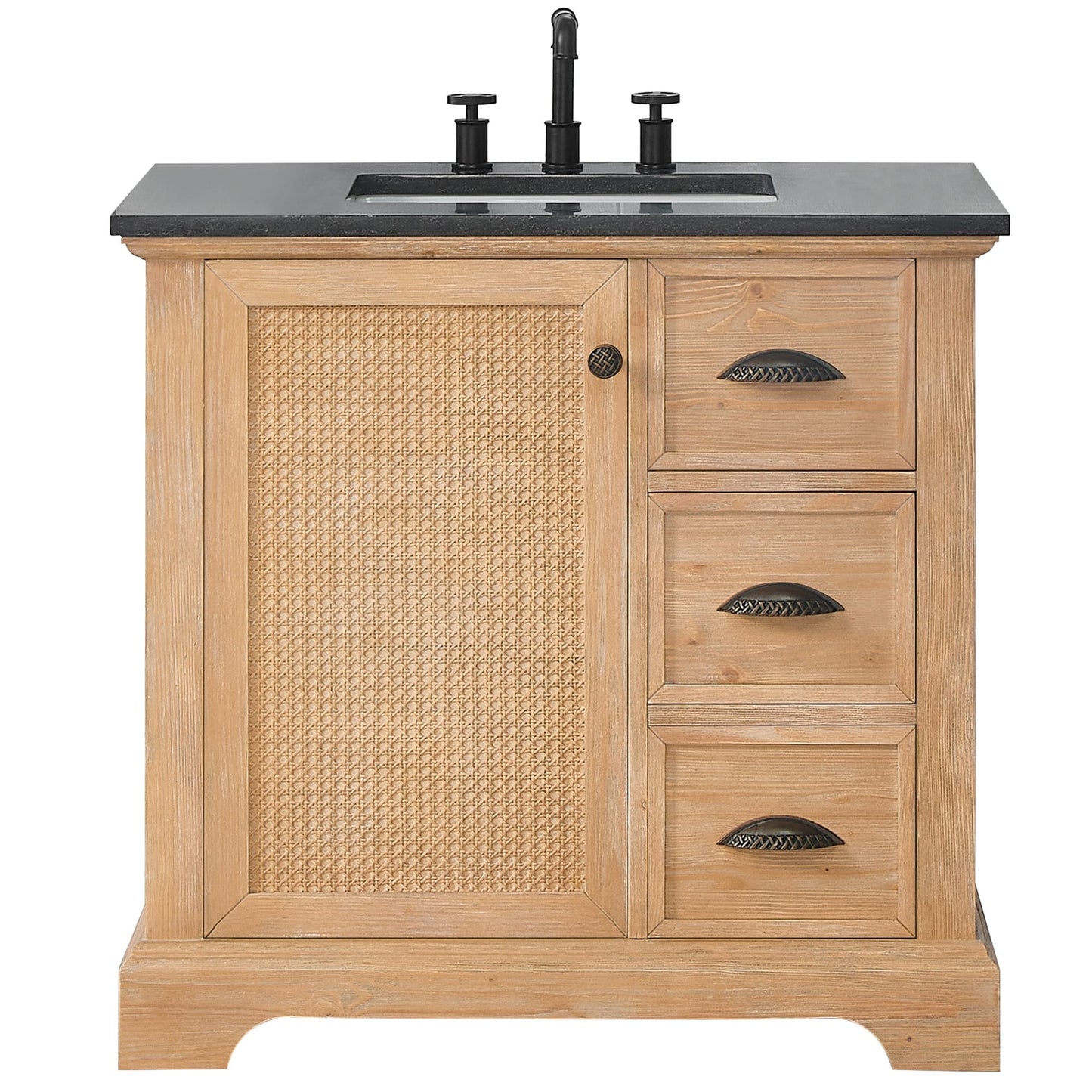 Meuble-lavabo Hervas avec plateau en marbre naturel sans miroir