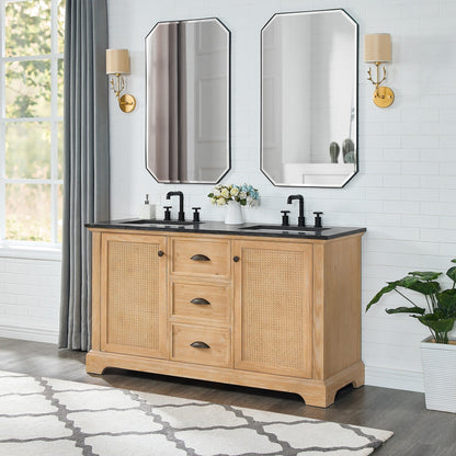 Meuble-lavabo Hervas avec plateau en marbre naturel sans miroir