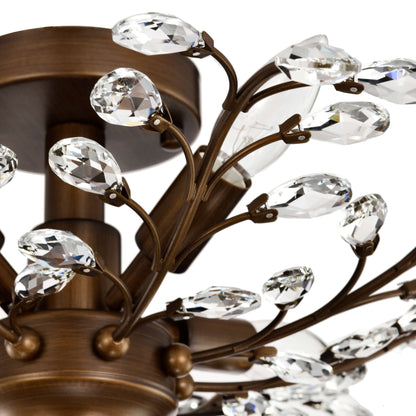 Plafonnier à 4 lumières en cristal avec feuilles de houx