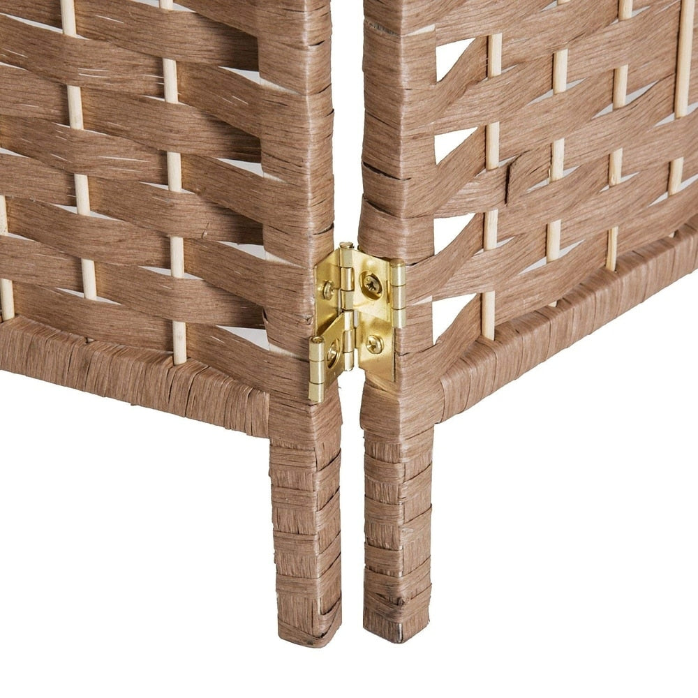 Paravent de séparation HomCom en osier tressé à six panneaux, 1,80 m de haut, en bois blond naturel