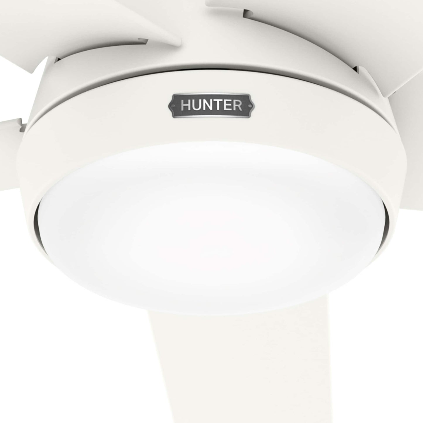 Ventilateur de plafond extérieur Hunter 52 Skyflow avec kit d'éclairage LED, commande murale - Côtier moderne contemporain - WeatherMax - CLASSÉ HUMIDE !
