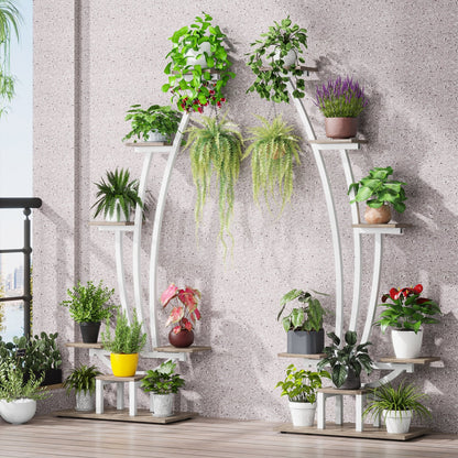 Support pour plantes d'intérieur, support à fleurs à 6 niveaux pour jardin - Lot de 2