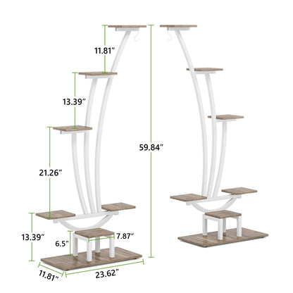Support pour plantes d'intérieur, support à fleurs à 6 niveaux pour jardin - Lot de 2