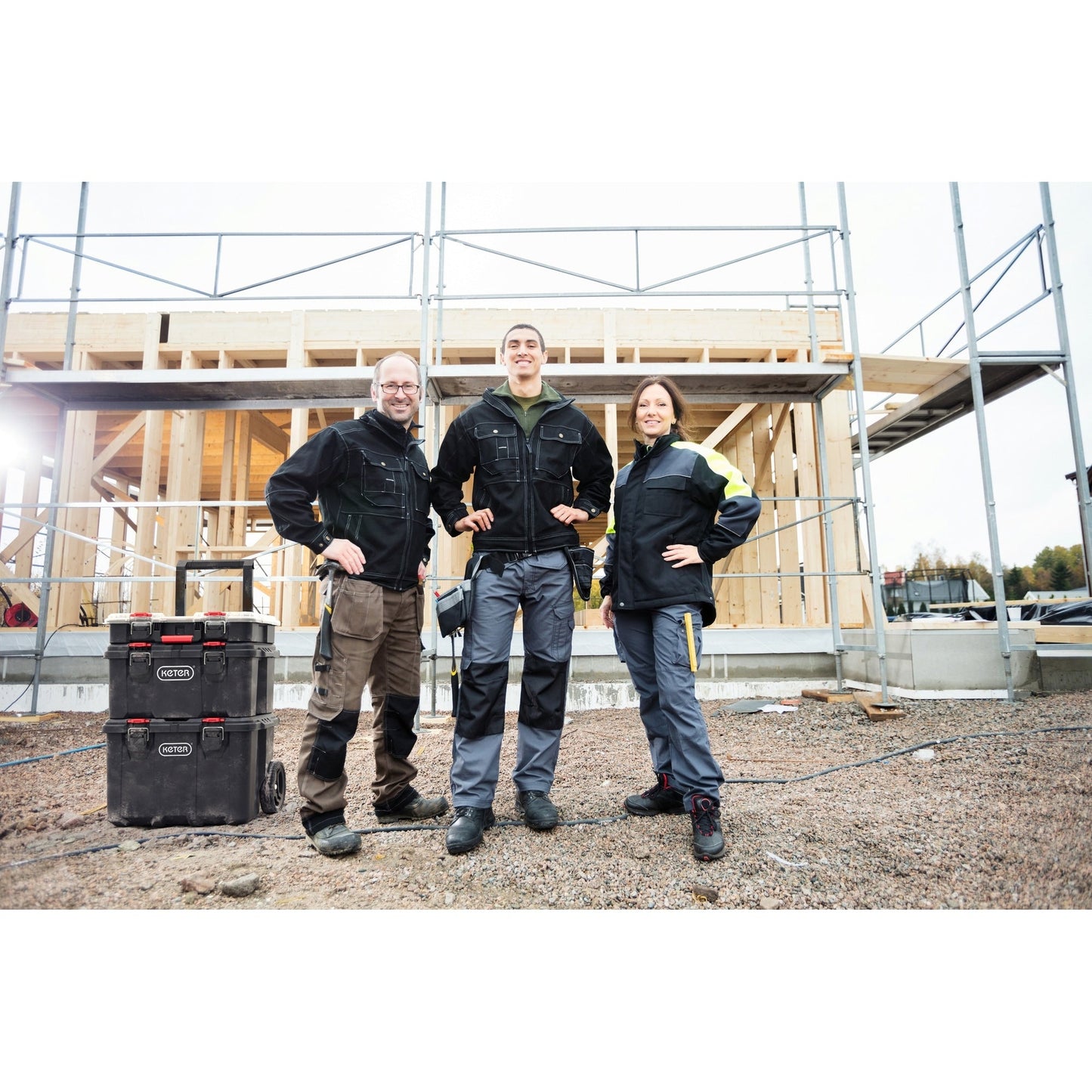 Boîte à outils mobile 3 pièces Keter Stack-n-Roll, rangement et organisation d'outils, système de boîte à outils modulaire en résine durable