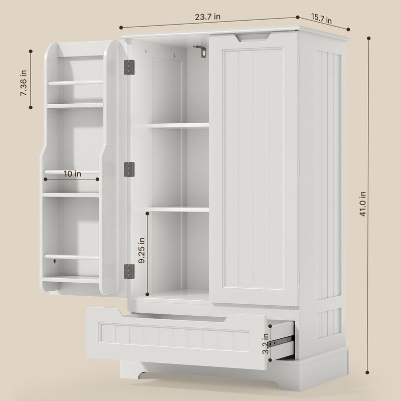 Armoire de rangement pour cuisine, garde-manger, armoire de rangement de salle de bain indépendante avec 2 portes et tiroirs