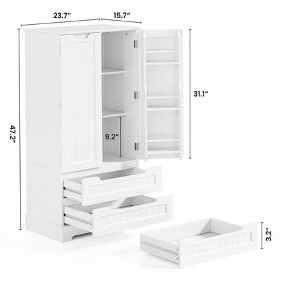 Armoire de rangement pour cuisine, garde-manger, armoire de rangement de salle de bain indépendante avec 2 portes et tiroirs