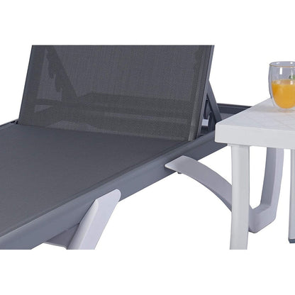 Chaise longue inclinable et réglable Kozyard Alan, pieds entièrement plats en aluminium et résine polypropylène