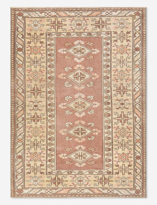 Tapis turc vintage en laine noué à la main n° 496, 1,22 m x 1,62 m