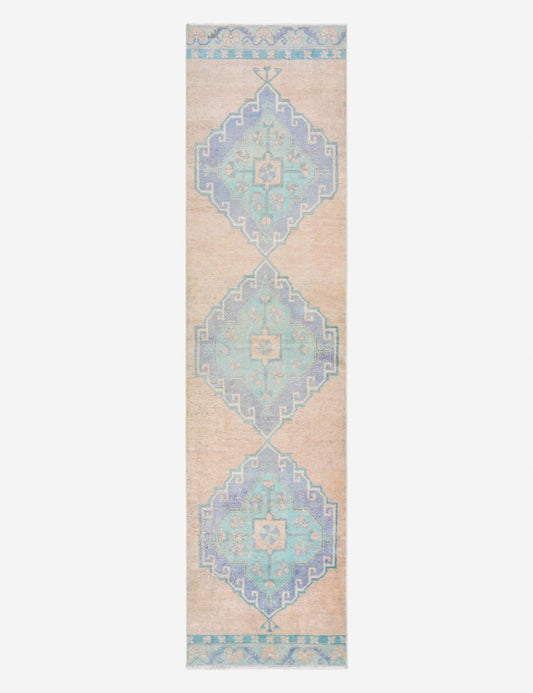 Tapis de couloir vintage turc en laine noué à la main n° 278, 90 cm x 3,60 m