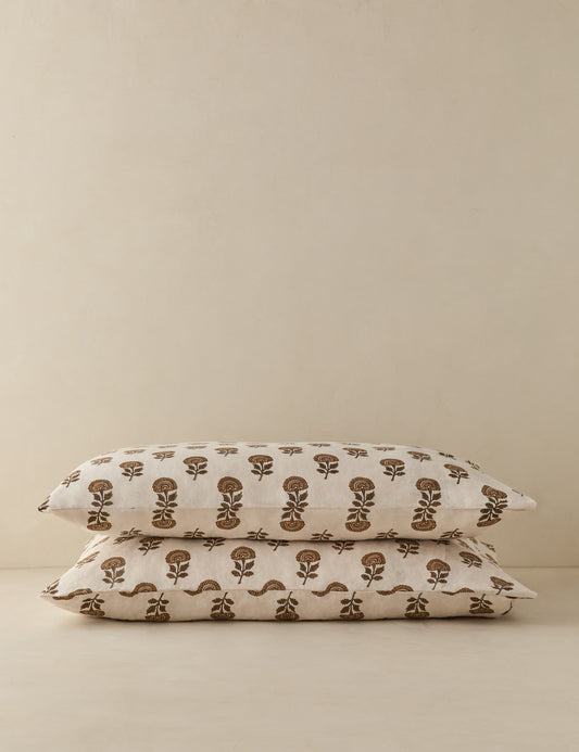 Ensemble de taies d'oreiller en lin et coton Langford
