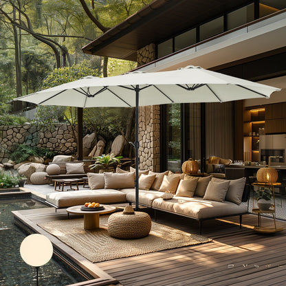 Parasol double extra large de 15 pieds pour patio double face de MAISON ARTS avec base incluse