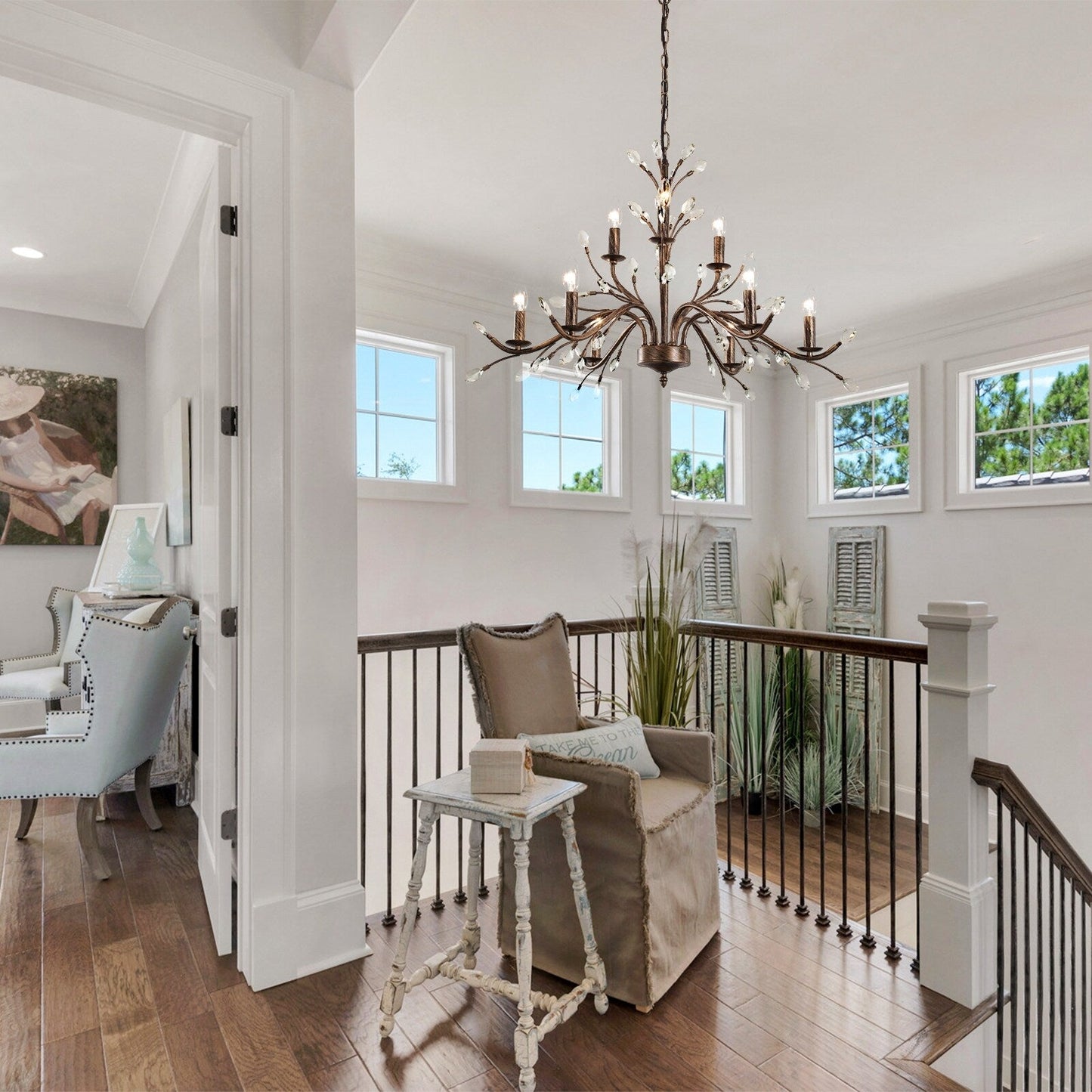 Lustre en cristal style bougie style rétro avec branches d'arbres