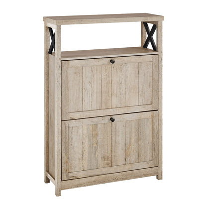 Meuble de rangement à chaussures Moasis avec 2 compartiments pour entrée et couloir