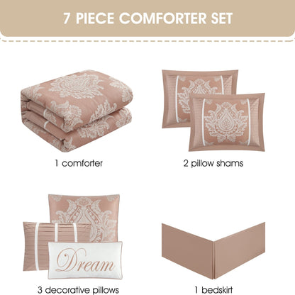 Ensemble de couette traditionnelle damassée Nanshing Tiana 7 pièces