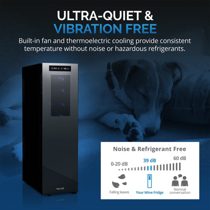 Réfrigérateur à vin Newair Shadow-T Series, 18 bouteilles, double zone de température, autonome, thermoélectrique, commande numérique